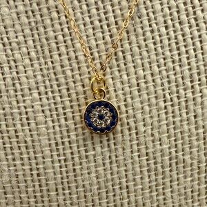 Gold tone and Blue crystals,stainless steel S925 Pendant Necklace